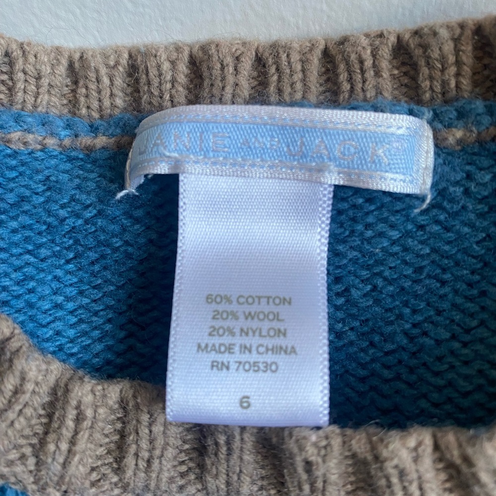 Blue and Tan Porcupine Janie and Jack Children Sweater Size 6 - Picture 6 of 7